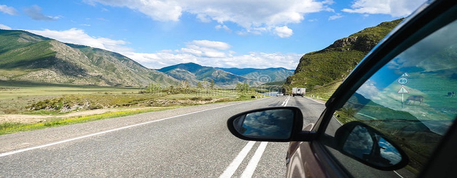 driving-view-side-car-mirror-mountain-valley-beautiful-landscape-road